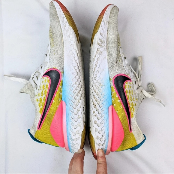 Nike Epic React Flyknit 2 White/Pink Blast CI7583-100 Lace Up Sneakers Men 10.5 main image 11